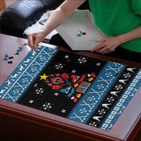 Happy Hockeyday Christmas Puzzle Xmas Holiday Patterns - Wonder Print Shop