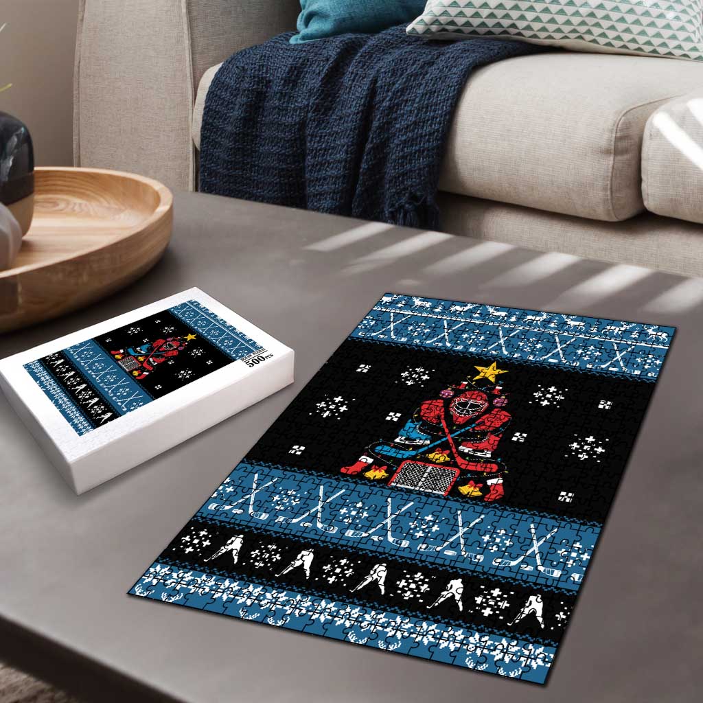 Happy Hockeyday Christmas Puzzle Xmas Holiday Patterns - Wonder Print Shop