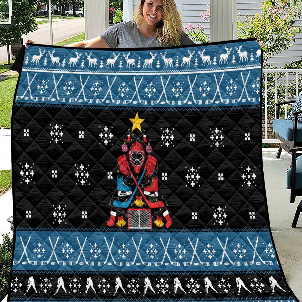 Happy Hockeyday Christmas Quilt Xmas Holiday Patterns - Wonder Print Shop