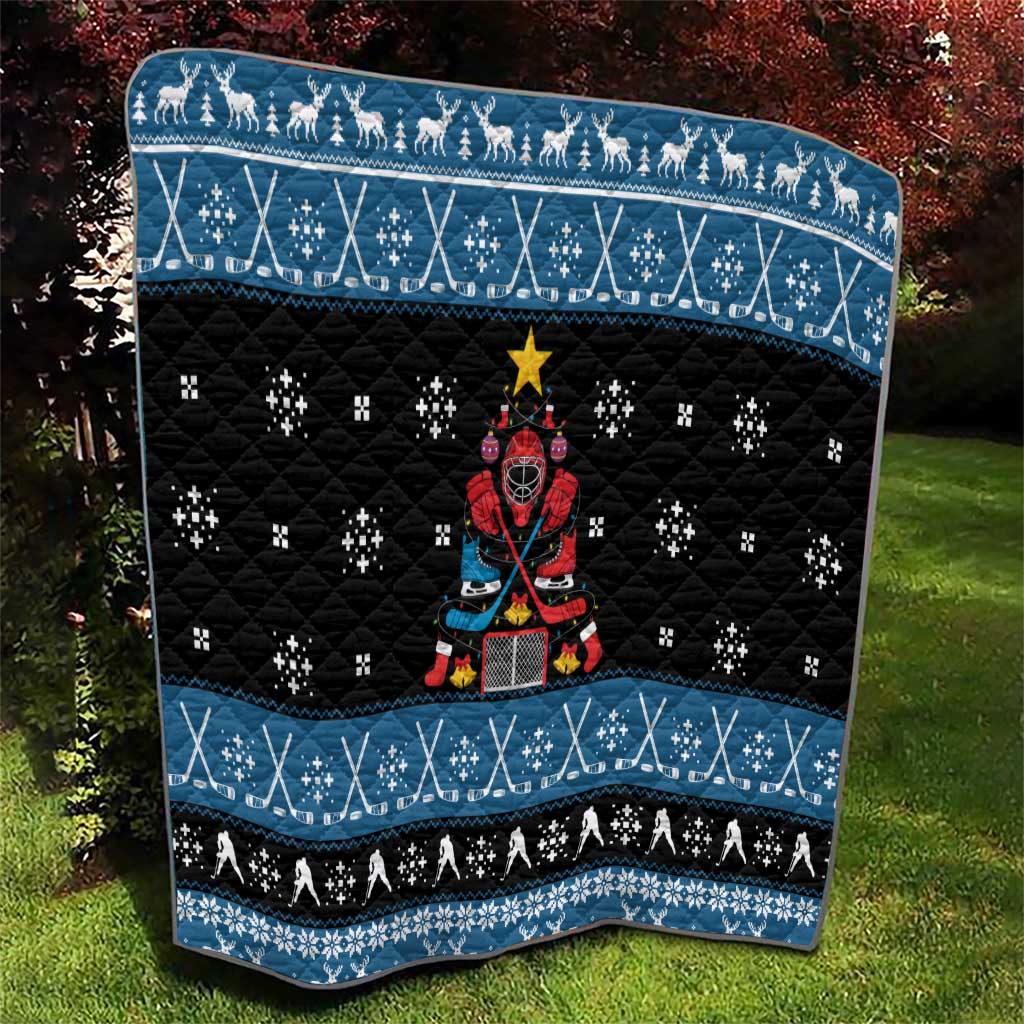 Happy Hockeyday Christmas Quilt Xmas Holiday Patterns - Wonder Print Shop