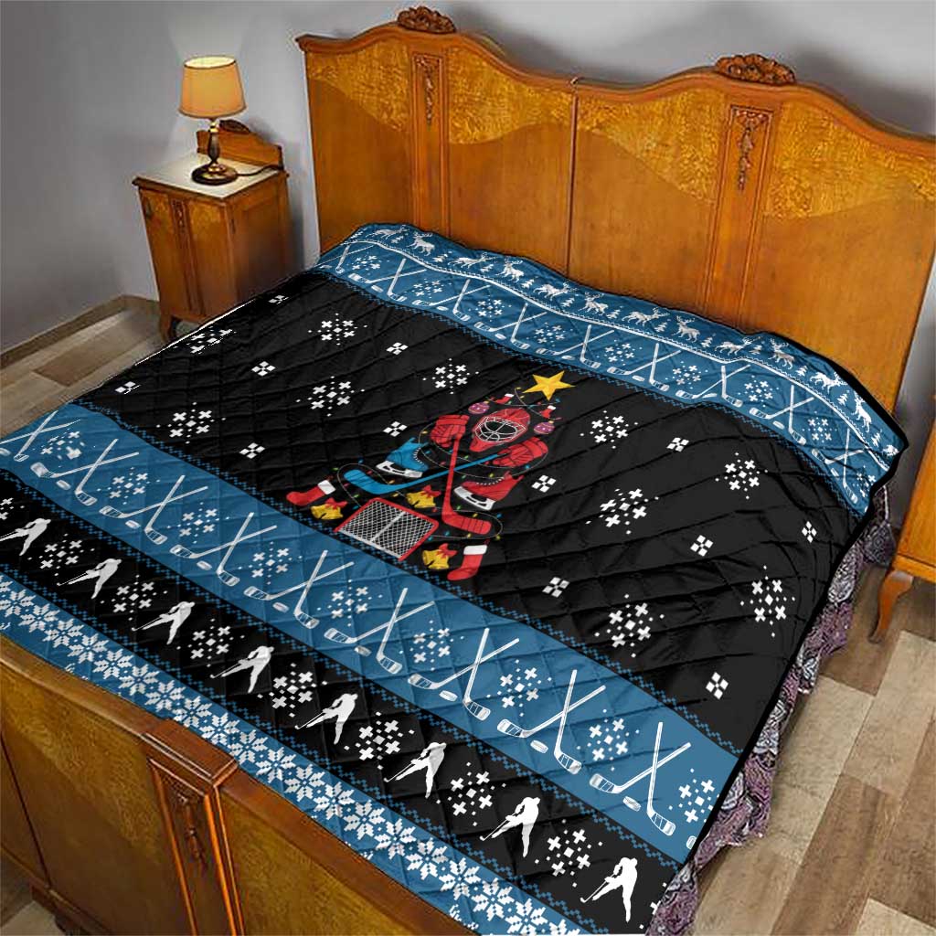 Happy Hockeyday Christmas Quilt Xmas Holiday Patterns - Wonder Print Shop