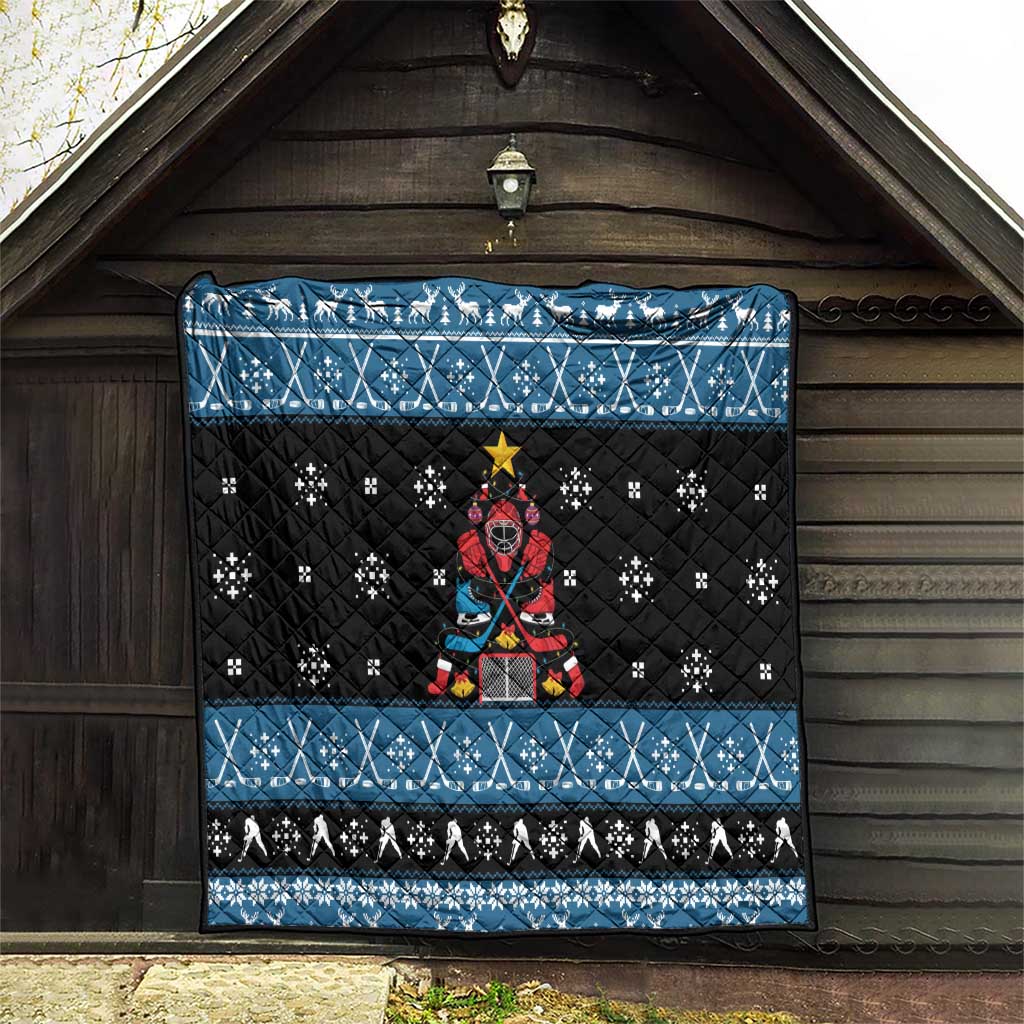 Happy Hockeyday Christmas Quilt Xmas Holiday Patterns - Wonder Print Shop