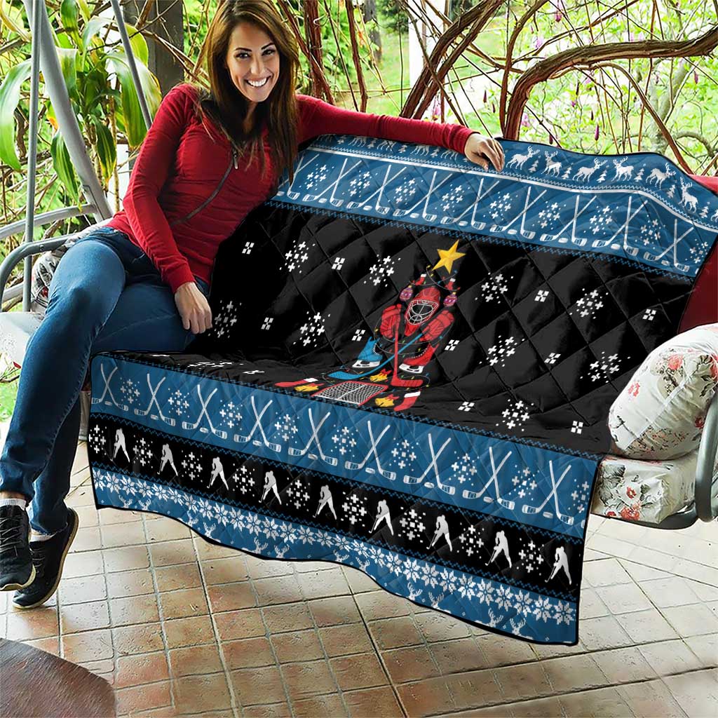 Happy Hockeyday Christmas Quilt Xmas Holiday Patterns - Wonder Print Shop