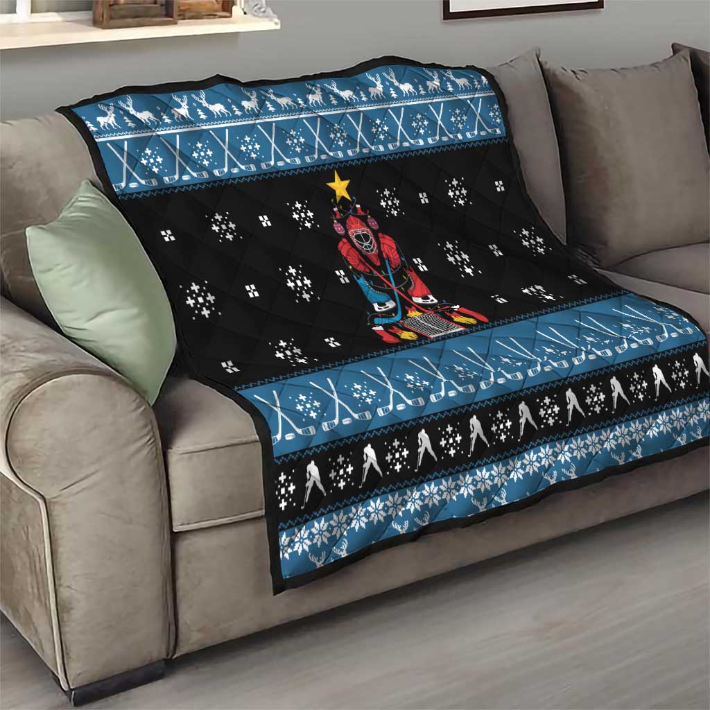 Happy Hockeyday Christmas Quilt Xmas Holiday Patterns - Wonder Print Shop