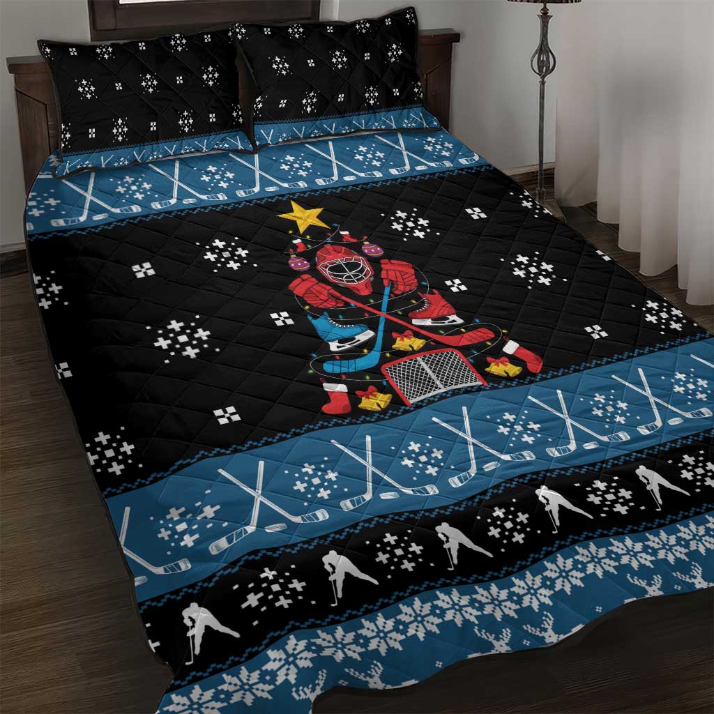 Happy Hockeyday Christmas Quilt Bed Set Xmas Holiday Patterns - Wonder Print Shop