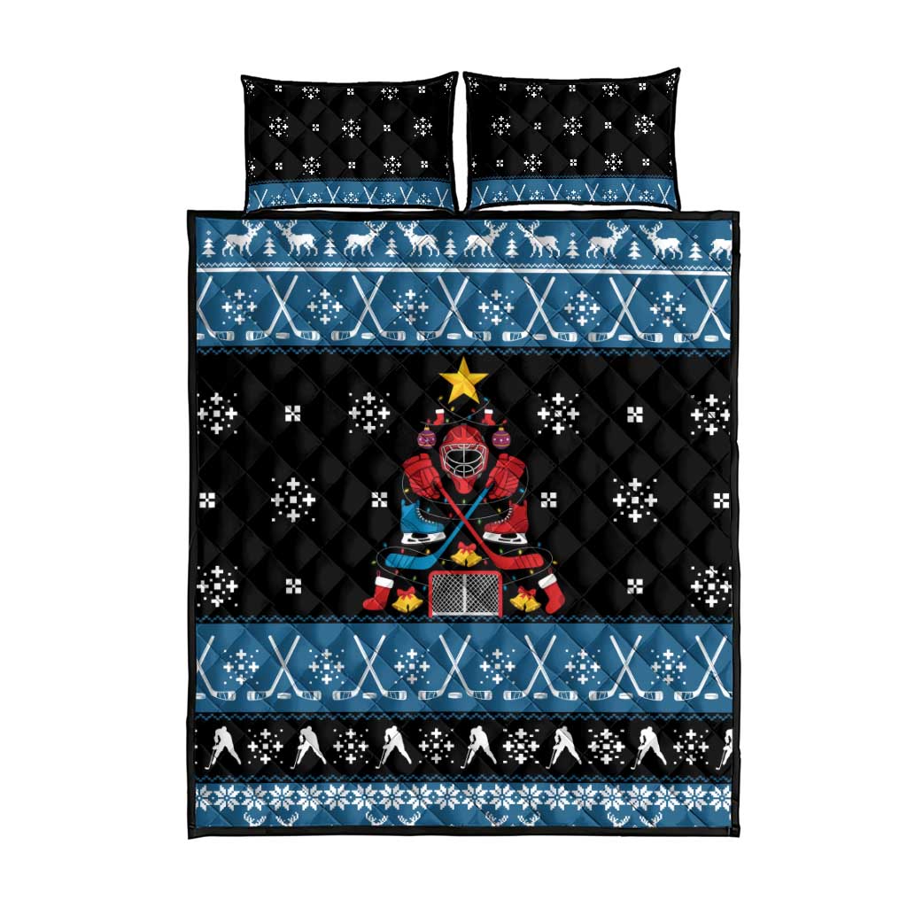 Happy Hockeyday Christmas Quilt Bed Set Xmas Holiday Patterns - Wonder Print Shop