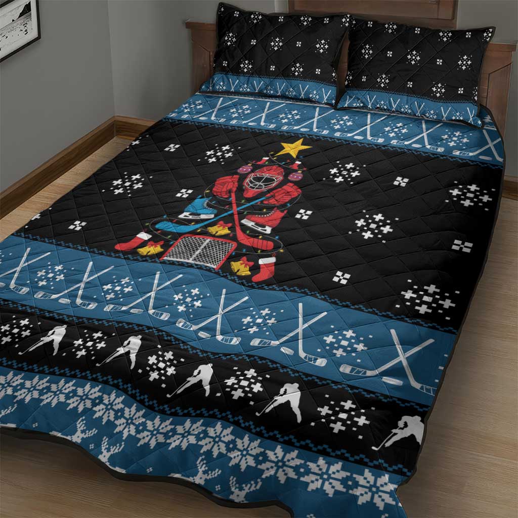 Happy Hockeyday Christmas Quilt Bed Set Xmas Holiday Patterns - Wonder Print Shop