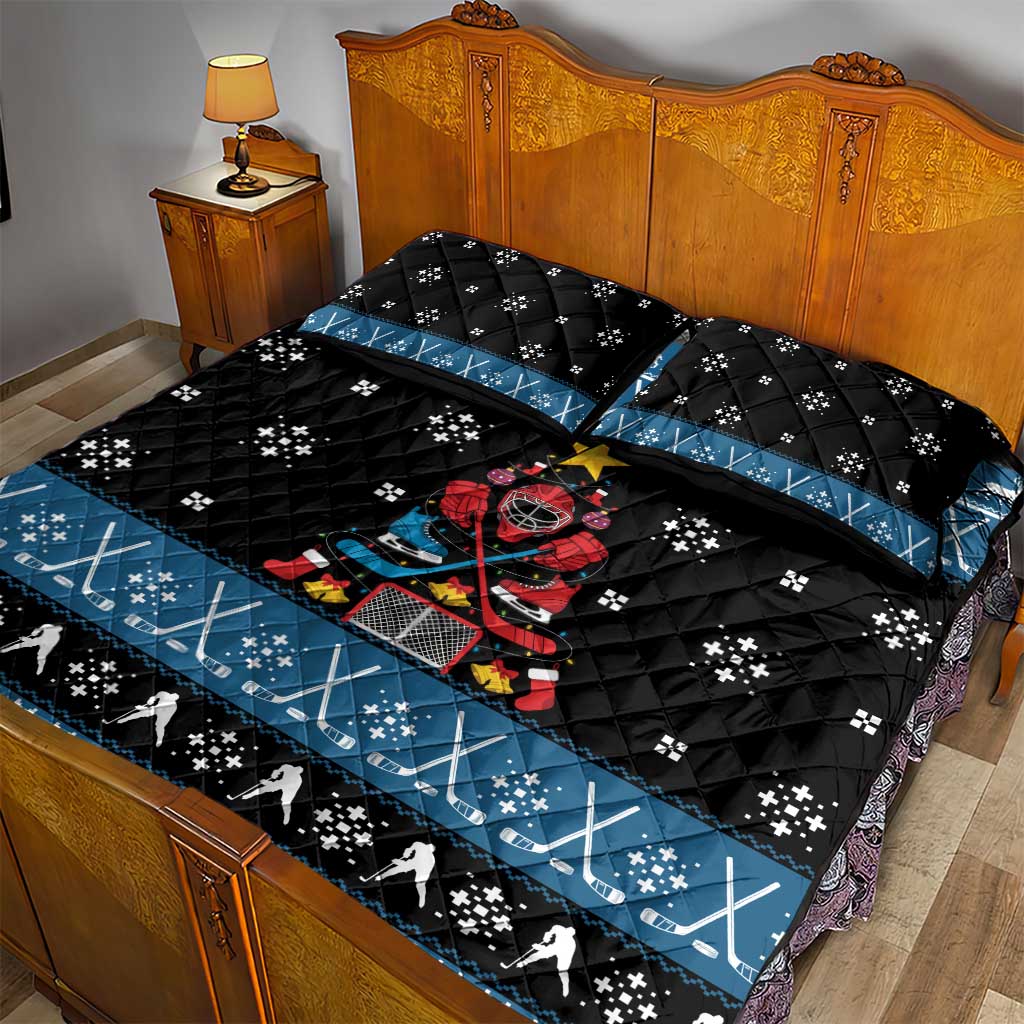 Happy Hockeyday Christmas Quilt Bed Set Xmas Holiday Patterns - Wonder Print Shop