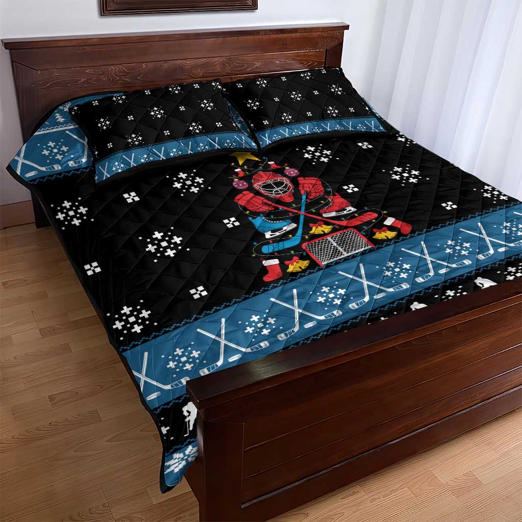 Happy Hockeyday Christmas Quilt Bed Set Xmas Holiday Patterns - Wonder Print Shop