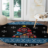 Happy Hockeyday Christmas Round Carpet Xmas Holiday Patterns - Wonder Print Shop