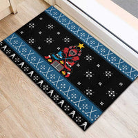 Happy Hockeyday Christmas Rubber Doormat Xmas Holiday Patterns - Wonder Print Shop