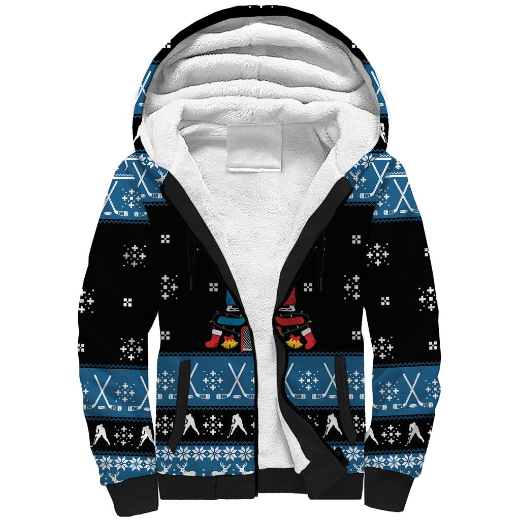 Happy Hockeyday Christmas Sherpa Hoodie Xmas Holiday Patterns - Wonder Print Shop
