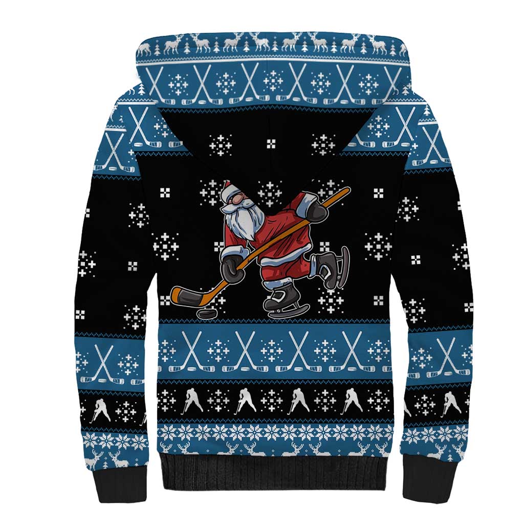 Happy Hockeyday Christmas Sherpa Hoodie Xmas Holiday Patterns - Wonder Print Shop