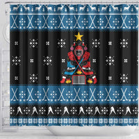 Happy Hockeyday Christmas Shower Curtain Xmas Holiday Patterns - Wonder Print Shop