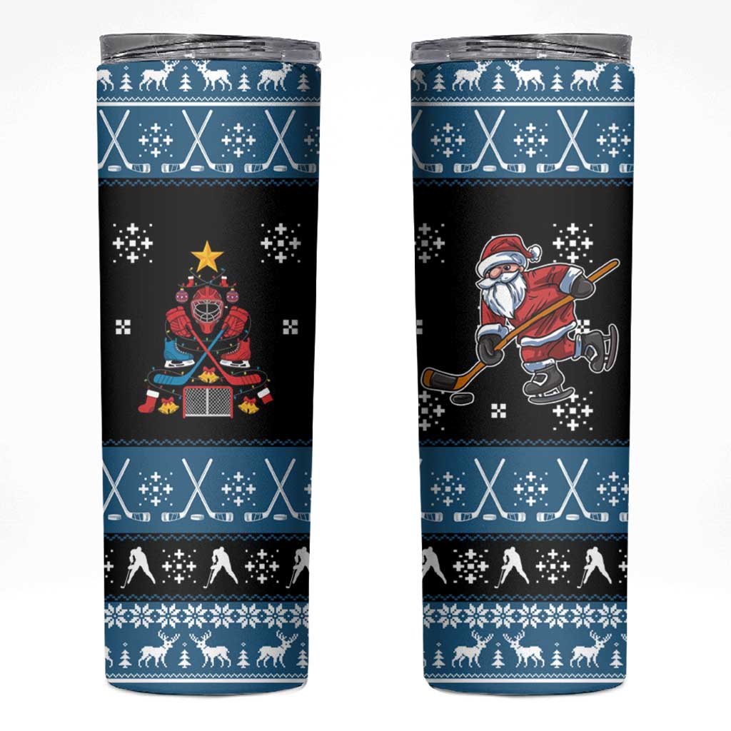 Happy Hockeyday Christmas Skinny Tumbler Xmas Holiday Patterns - Wonder Print Shop