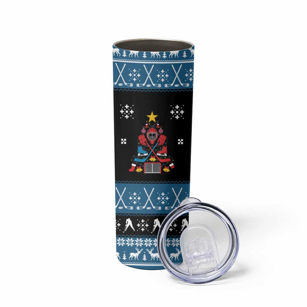 Happy Hockeyday Christmas Skinny Tumbler Xmas Holiday Patterns - Wonder Print Shop