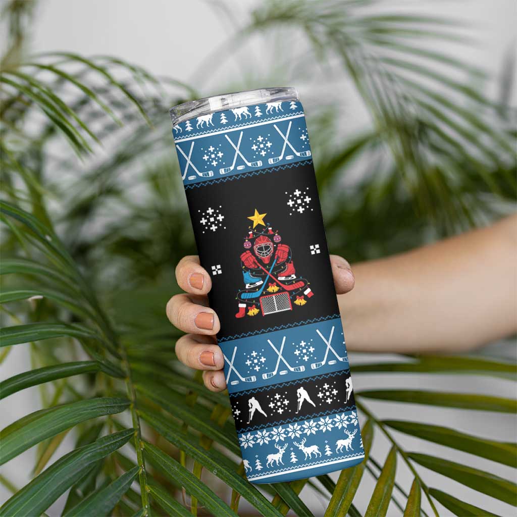 Happy Hockeyday Christmas Skinny Tumbler Xmas Holiday Patterns - Wonder Print Shop