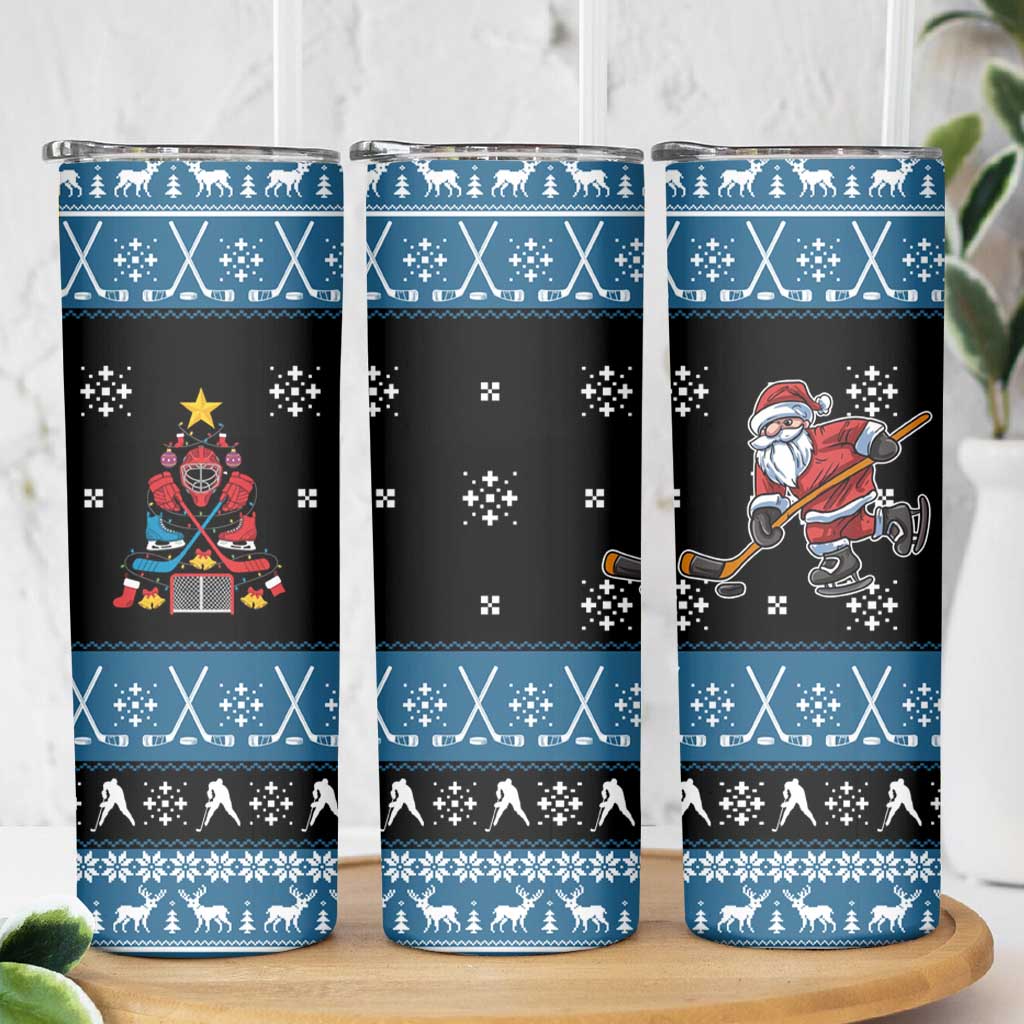 Happy Hockeyday Christmas Skinny Tumbler Xmas Holiday Patterns - Wonder Print Shop