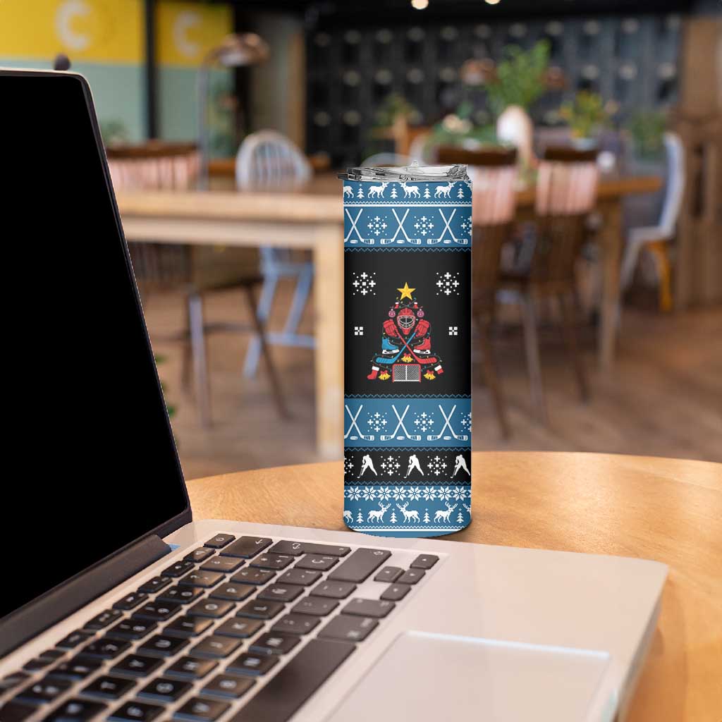 Happy Hockeyday Christmas Skinny Tumbler Xmas Holiday Patterns - Wonder Print Shop