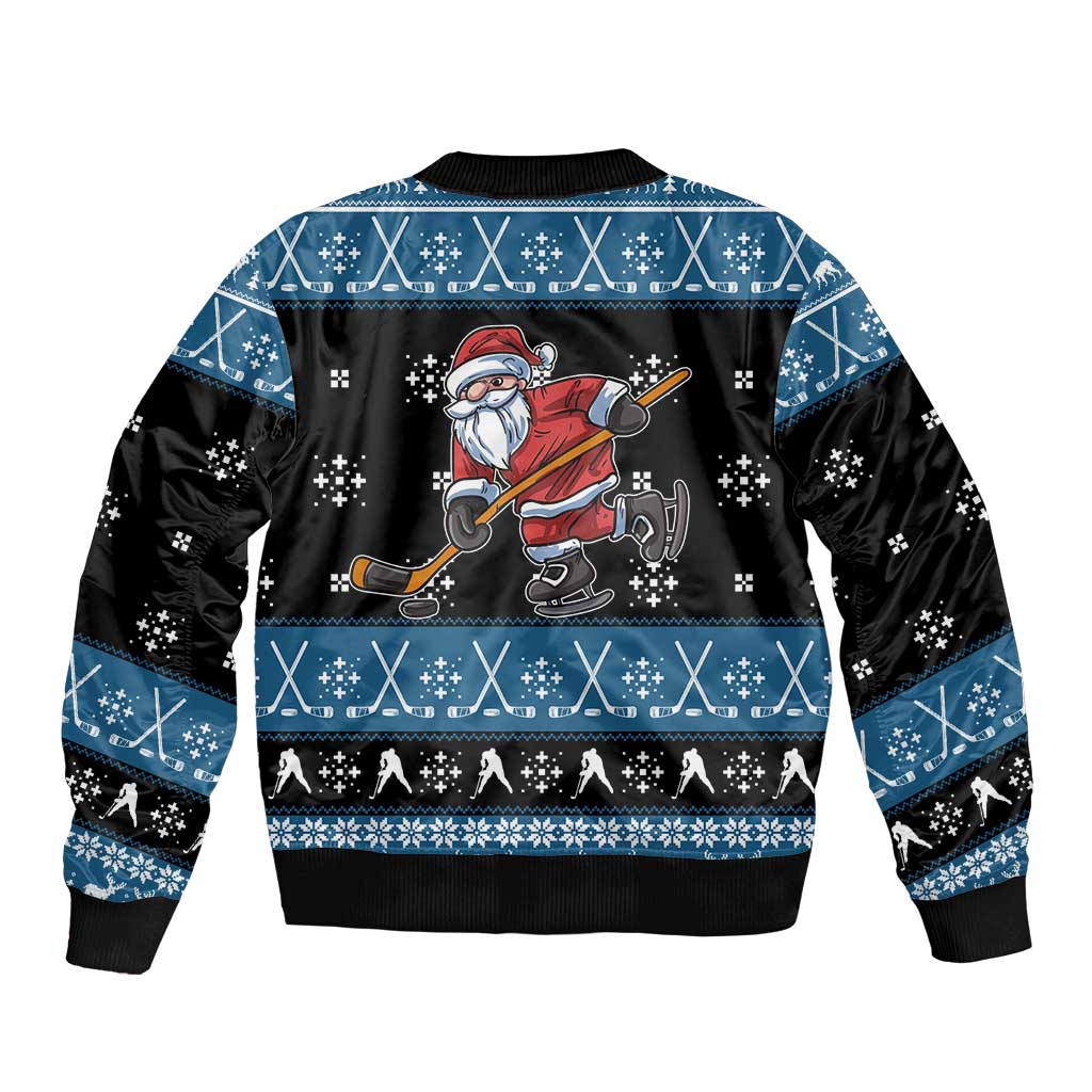 Happy Hockeyday Christmas Sleeve Zip Bomber Jacket Xmas Holiday Patterns - Wonder Print Shop