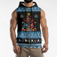 Happy Hockeyday Christmas Sleeveless Zip Hoodie Xmas Holiday Patterns - Wonder Print Shop