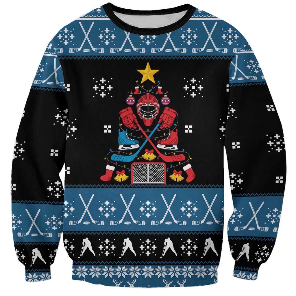 Happy Hockeyday Christmas Sweatshirt Xmas Holiday Patterns - Wonder Print Shop