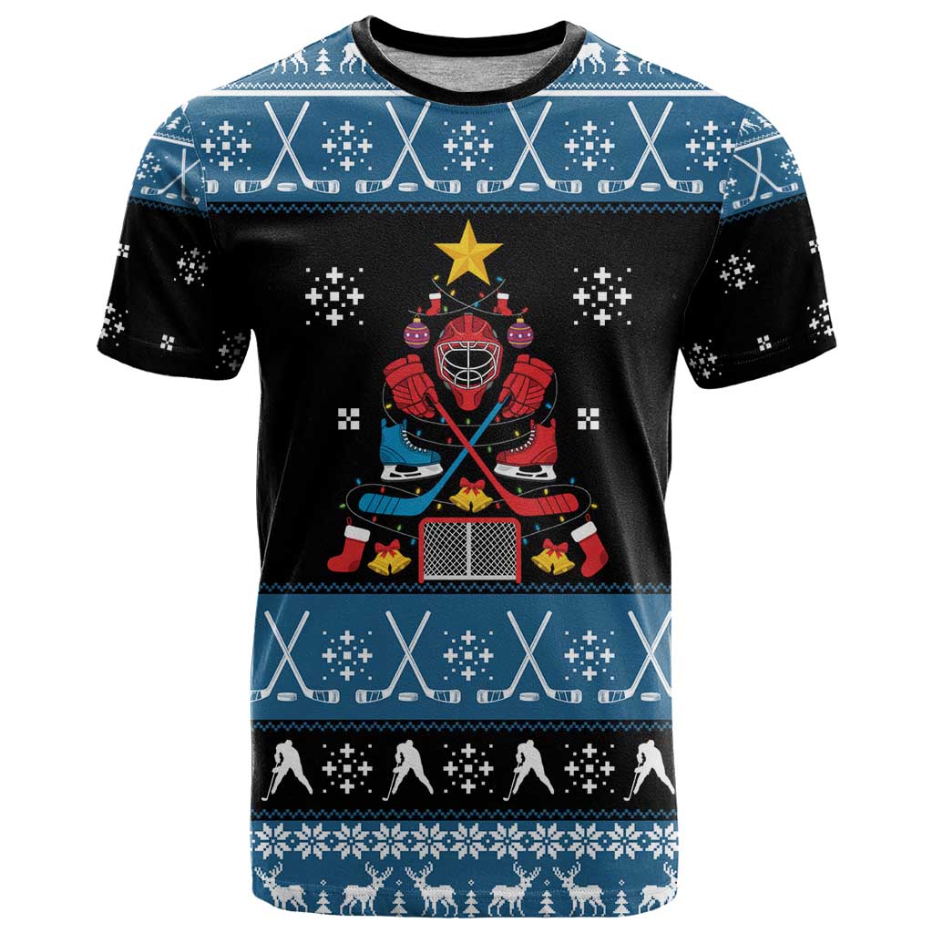 Happy Hockeyday Christmas T Shirt Xmas Holiday Patterns - Wonder Print Shop
