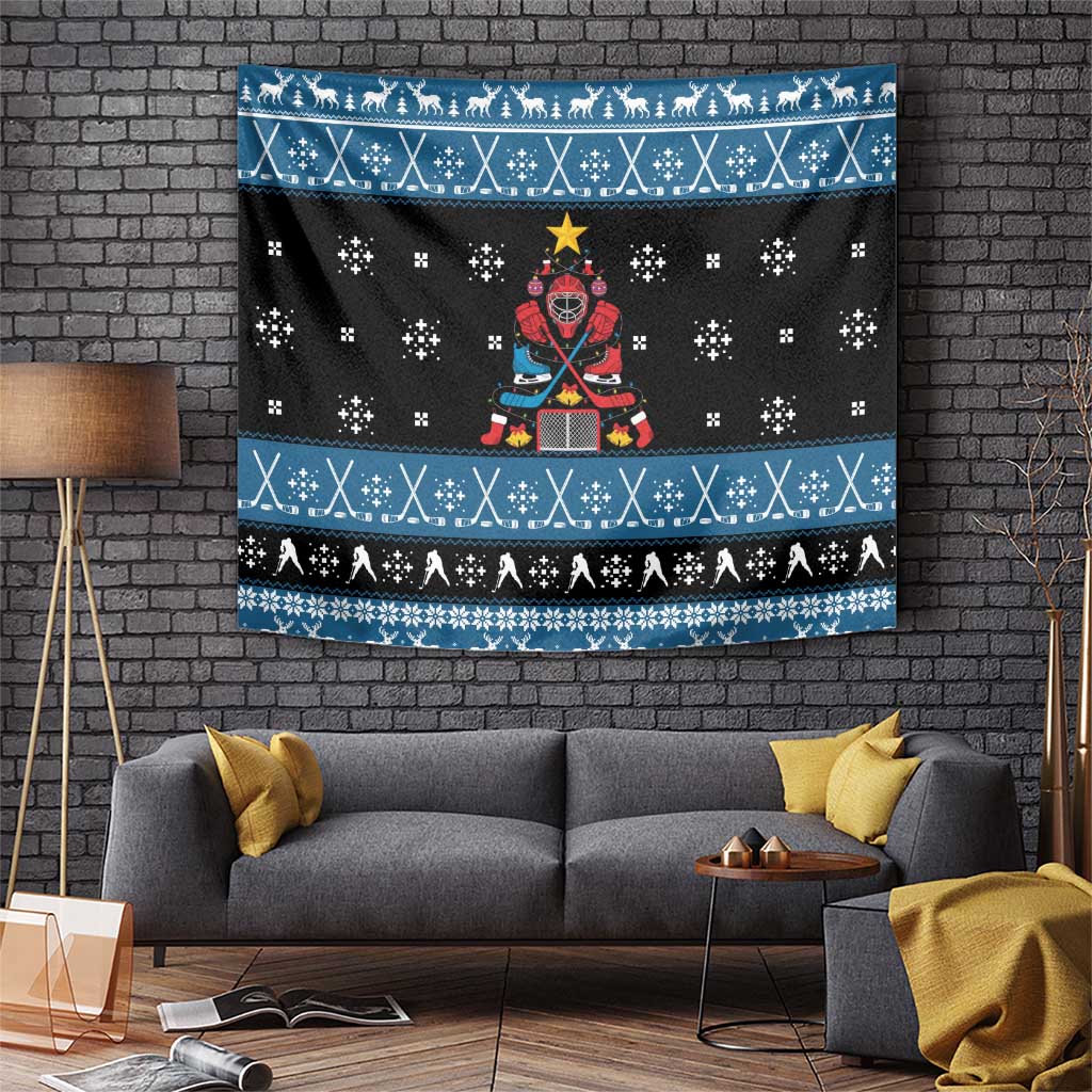 Happy Hockeyday Christmas Tapestry Xmas Holiday Patterns - Wonder Print Shop