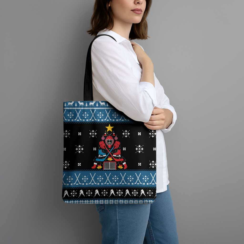 Happy Hockeyday Christmas Tote Bag Xmas Holiday Patterns - Wonder Print Shop