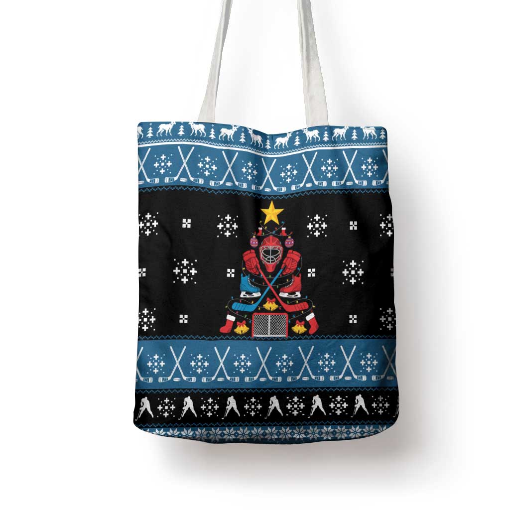 Happy Hockeyday Christmas Tote Bag Xmas Holiday Patterns - Wonder Print Shop