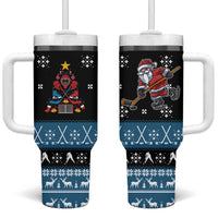 Happy Hockeyday Christmas Tumbler With Handle Xmas Holiday Patterns - Wonder Print Shop