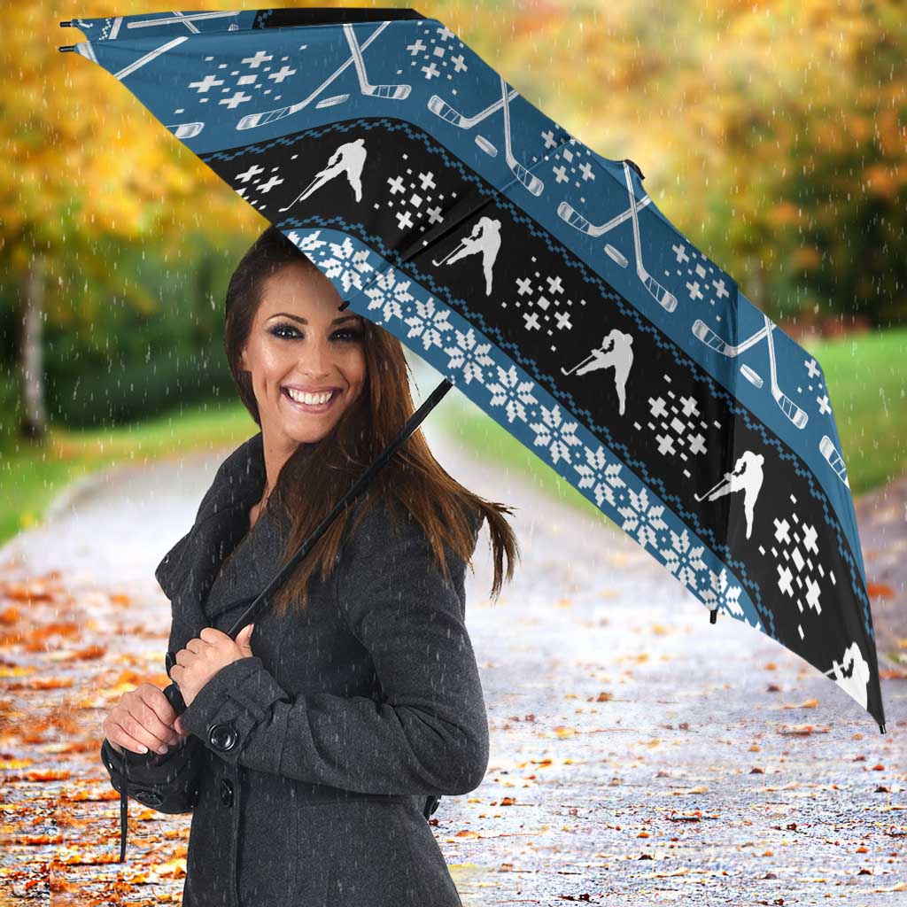 Happy Hockeyday Christmas Umbrella Xmas Holiday Patterns - Wonder Print Shop