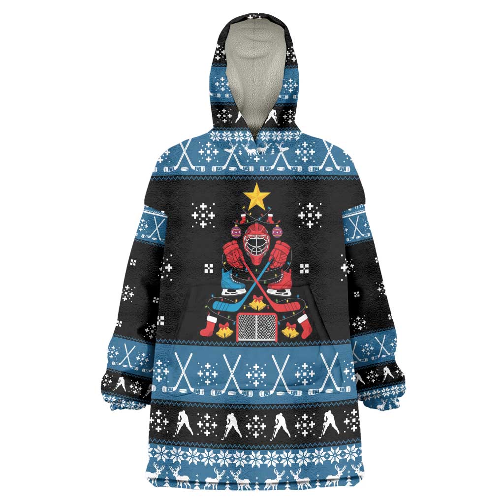 Happy Hockeyday Christmas Wearable Blanket Hoodie Xmas Holiday Patterns - Wonder Print Shop