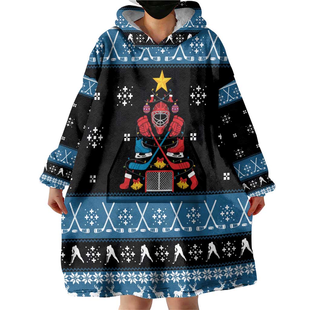 Happy Hockeyday Christmas Wearable Blanket Hoodie Xmas Holiday Patterns - Wonder Print Shop