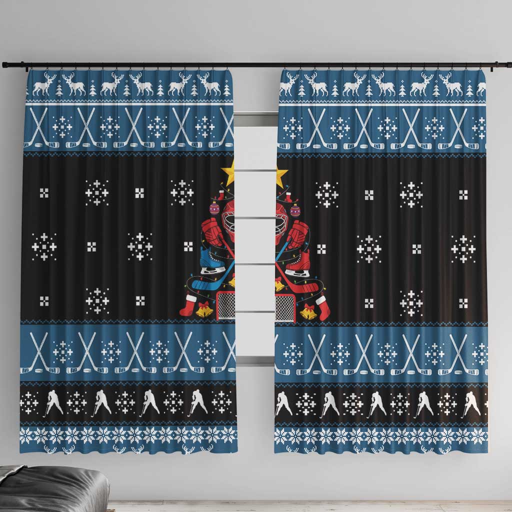 Happy Hockeyday Christmas Window Curtain Xmas Holiday Patterns - Wonder Print Shop