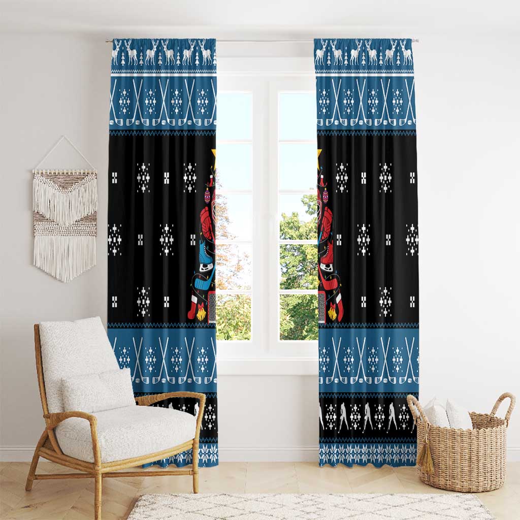 Happy Hockeyday Christmas Window Curtain Xmas Holiday Patterns - Wonder Print Shop