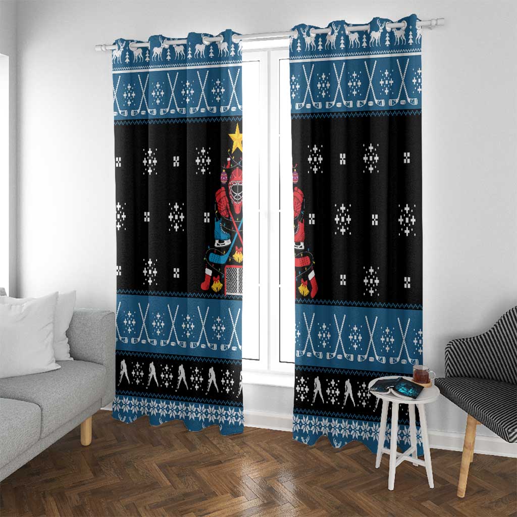 Happy Hockeyday Christmas Window Curtain Xmas Holiday Patterns - Wonder Print Shop