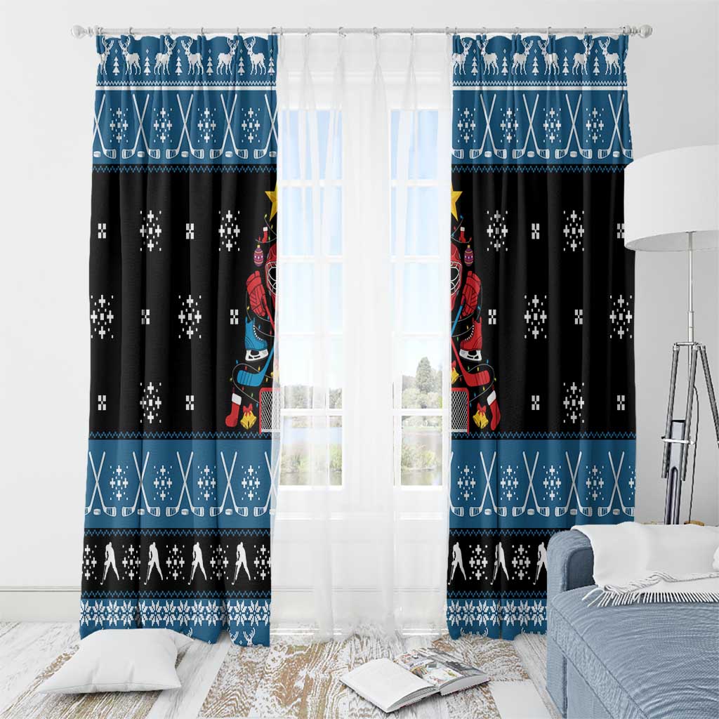 Happy Hockeyday Christmas Window Curtain Xmas Holiday Patterns - Wonder Print Shop