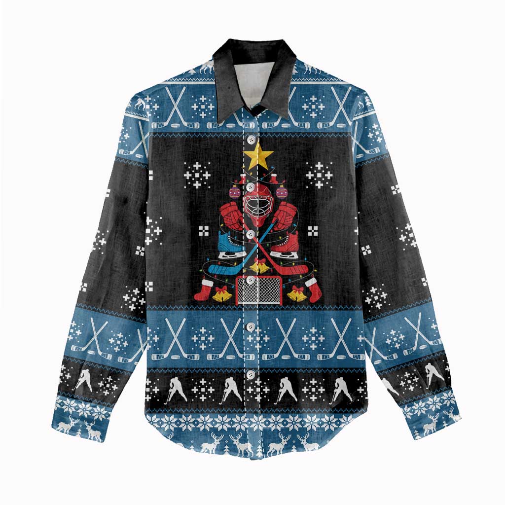 Happy Hockeyday Christmas Women Casual Shirt Xmas Holiday Patterns - Wonder Print Shop