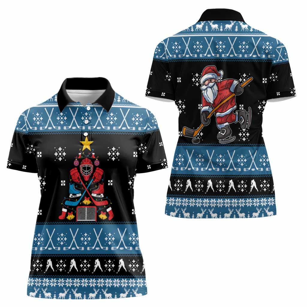 Happy Hockeyday Christmas Women Polo Shirt Xmas Holiday Patterns - Wonder Print Shop
