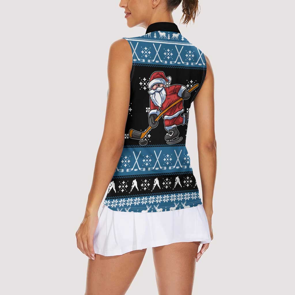 Happy Hockeyday Christmas Women Sleeveless Polo Shirt Xmas Holiday Patterns - Wonder Print Shop