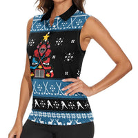 Happy Hockeyday Christmas Women Sleeveless Polo Shirt Xmas Holiday Patterns - Wonder Print Shop