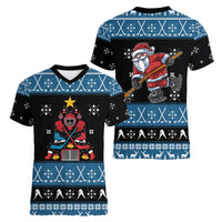 Happy Hockeyday Christmas Women V-Neck T-Shirt Xmas Holiday Patterns - Wonder Print Shop
