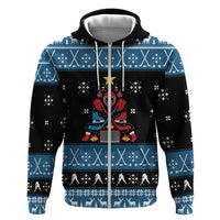 Happy Hockeyday Christmas Zip Hoodie Xmas Holiday Patterns - Wonder Print Shop