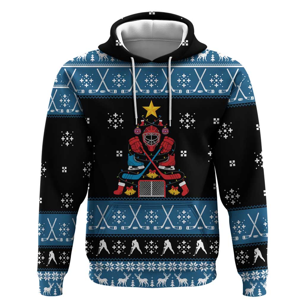 Happy Hockeyday Christmas Zip Hoodie Xmas Holiday Patterns - Wonder Print Shop