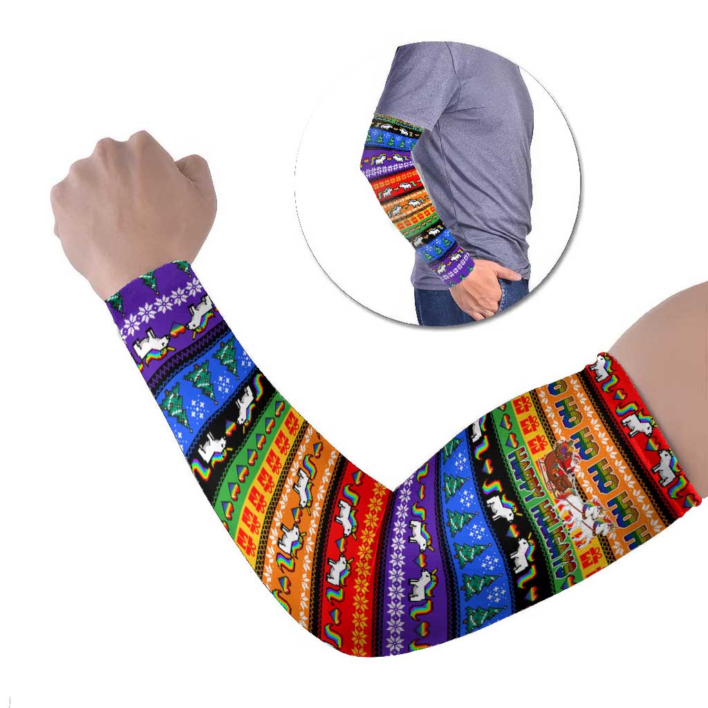Happy Holigays Christmas Arm Sleeves Xmas Holiday Patterns - Wonder Print Shop