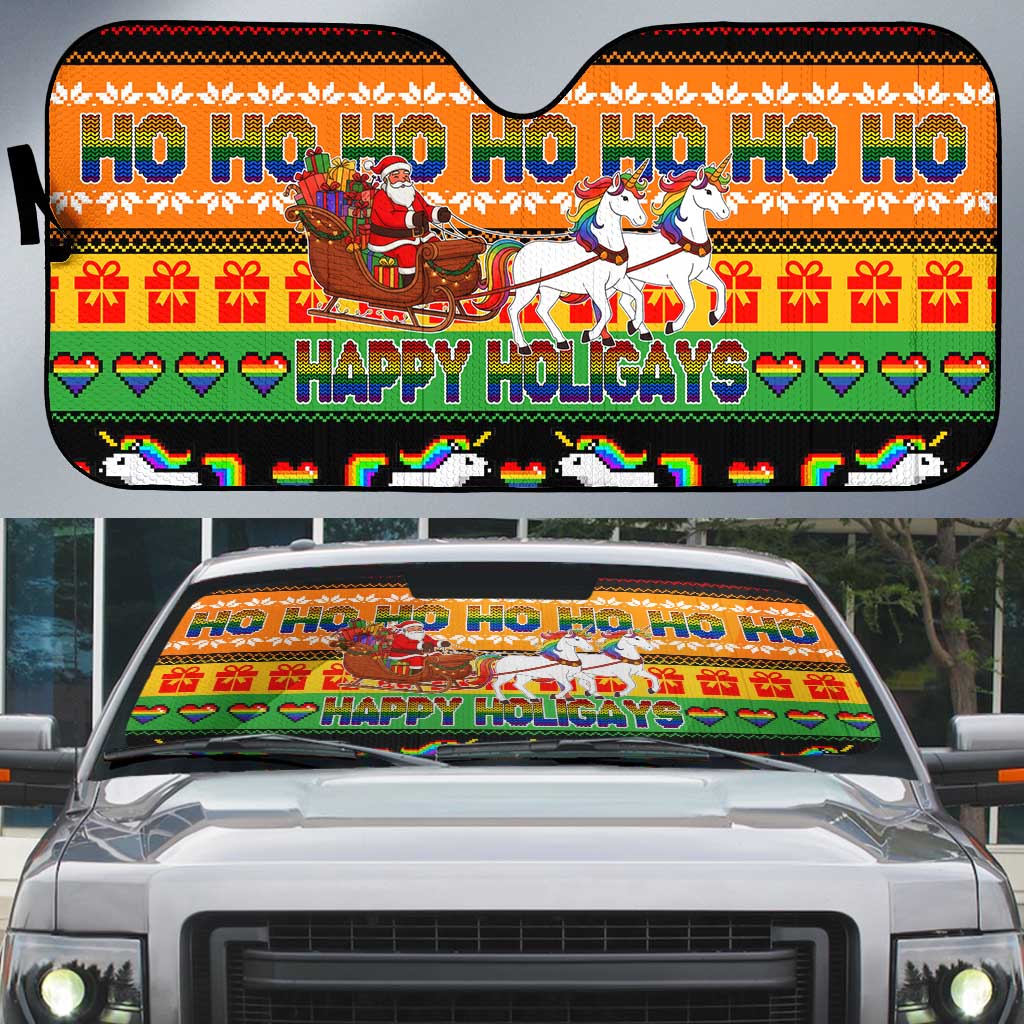 Happy Holigays Christmas Auto Sun Shade Xmas Holiday Patterns - Wonder Print Shop
