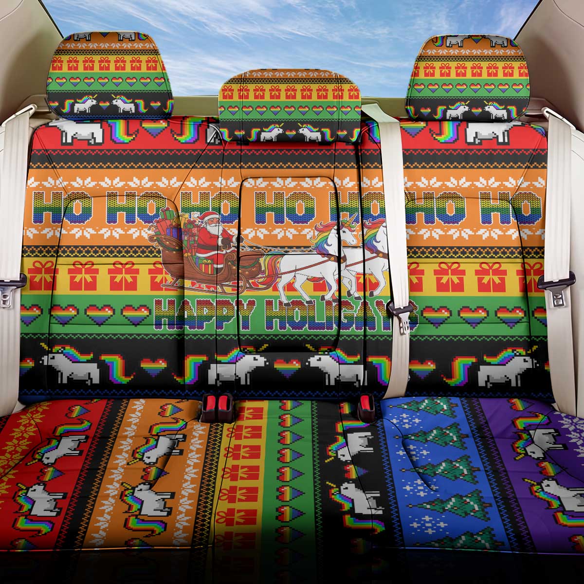 Happy Holigays Christmas Back Car Seat Cover Xmas Holiday Patterns - Wonder Print Shop