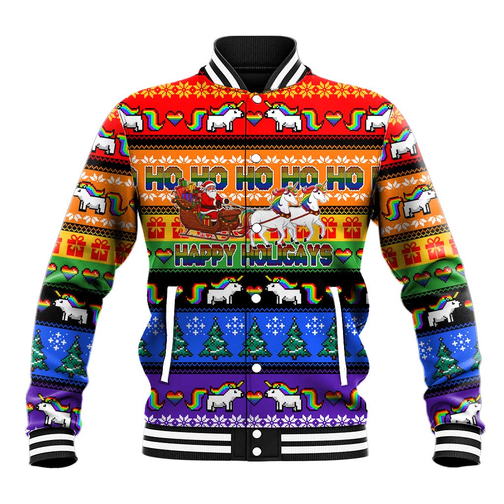 Happy Holigays Christmas Baseball Jacket Xmas Holiday Patterns - Wonder Print Shop