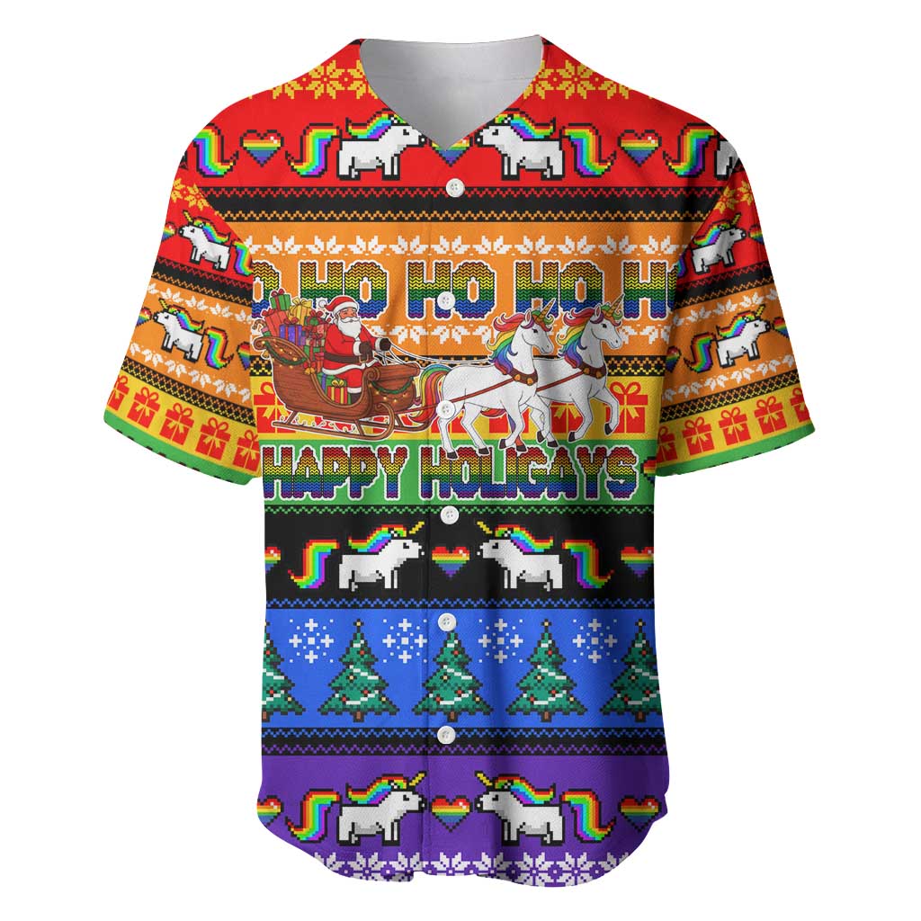 Happy Holigays Christmas Baseball Jersey Xmas Holiday Patterns - Wonder Print Shop